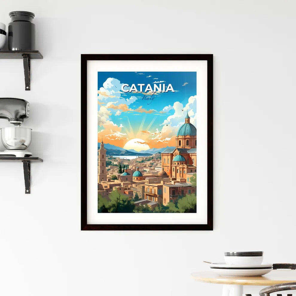 Catania, Italy, A Poster of a city with a dome and buildings Default Title