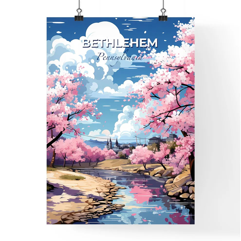 Bethlehem, Pennsylvania, A Poster of a river running through a pink tree Default Title