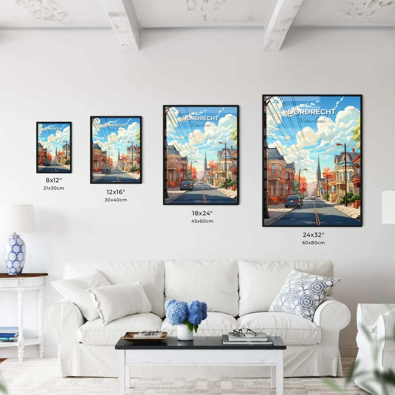 Dordrecht, Netherlands, A Poster of a street with cars and houses Default Title