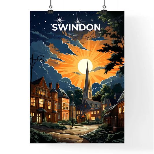 Swindon, South West England, A Poster of a sun shining through clouds over a city Default Title