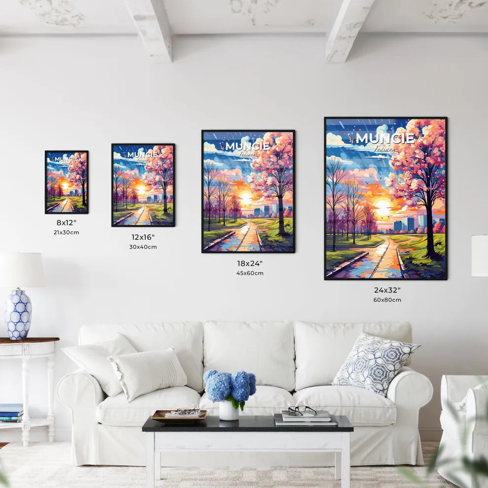 Muncie, Indiana, A Poster of a road with trees and a city in the background Default Title