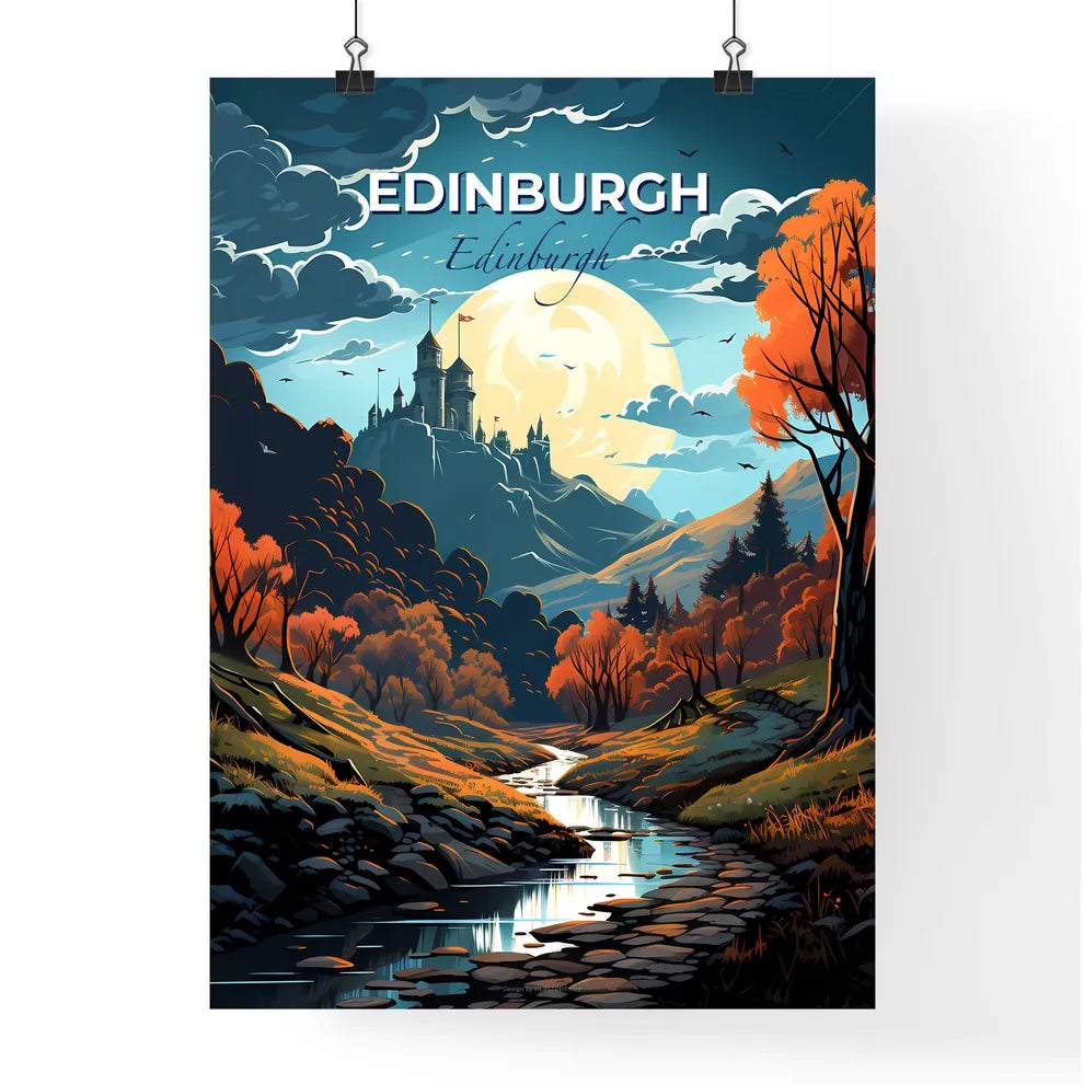 Edinburgh, Edinburgh, A Poster of a river running through a valley with trees and a castle Default Title