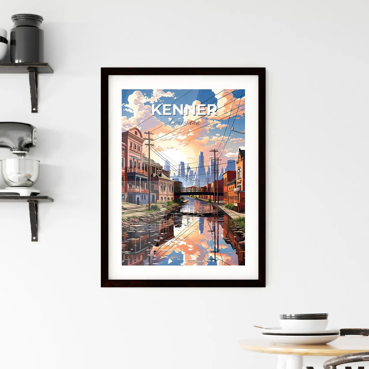 Kenner, Louisiana, A Poster of a water channel with buildings and a bridge Default Title