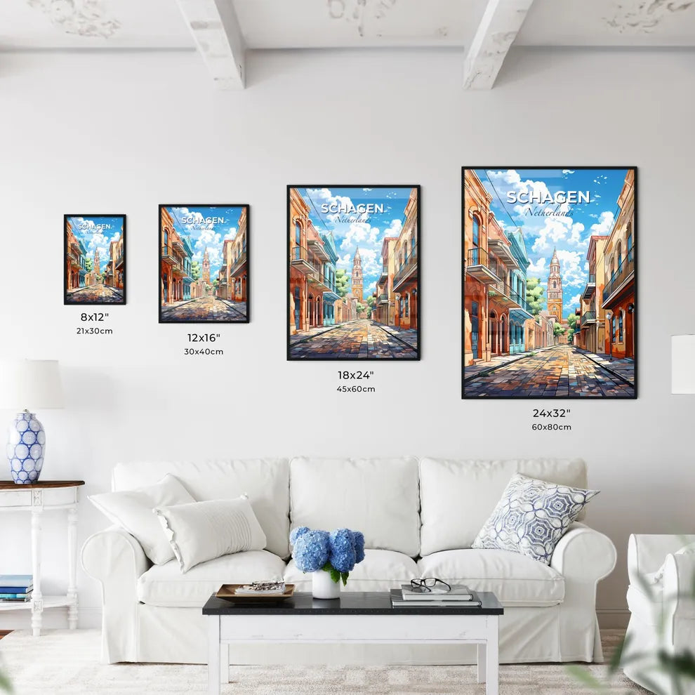 Schagen, Netherlands, A Poster of a street with buildings and a tower Default Title