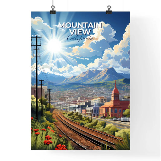 Mountain View, California, A Poster of a train tracks in a city Default Title
