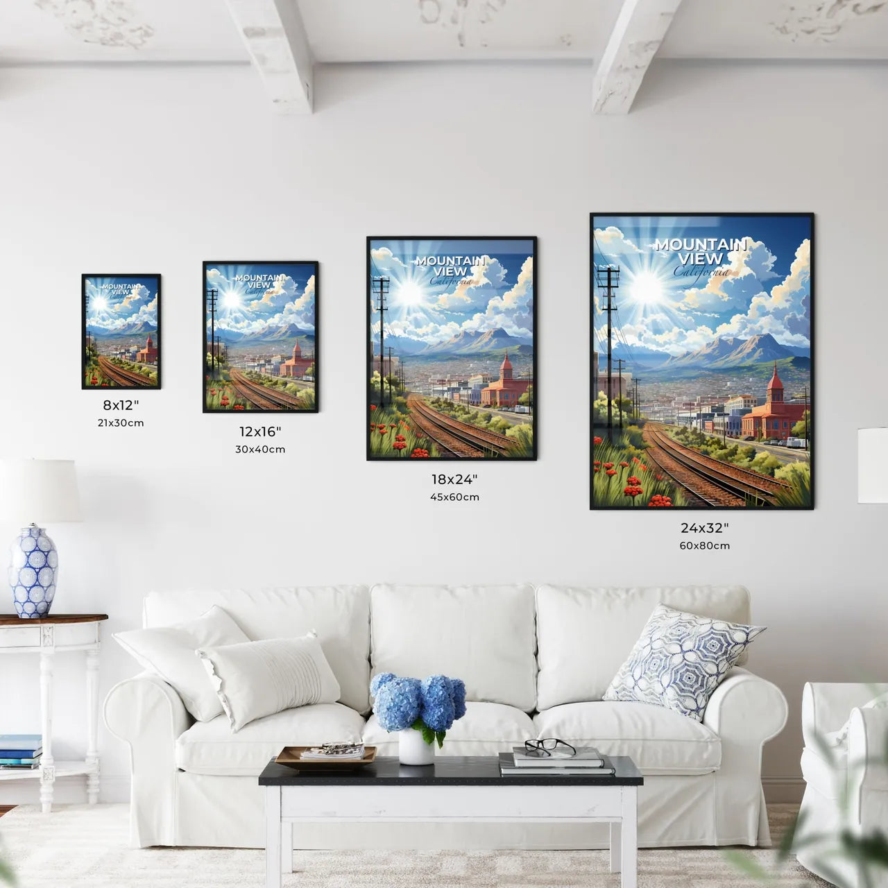 Mountain View, California, A Poster of a train tracks in a city Default Title