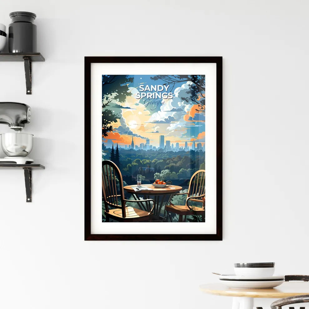 Sandy Springs, Georgia, A Poster of a table and chairs overlooking a city Default Title