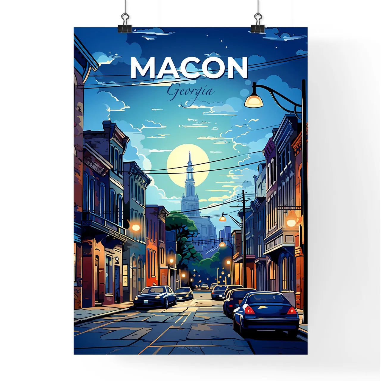 Macon, Georgia, A Poster of a street with cars and buildings in the background Default Title