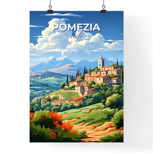 Pomezia, Italy, A Poster of a landscape with a village and trees Default Title