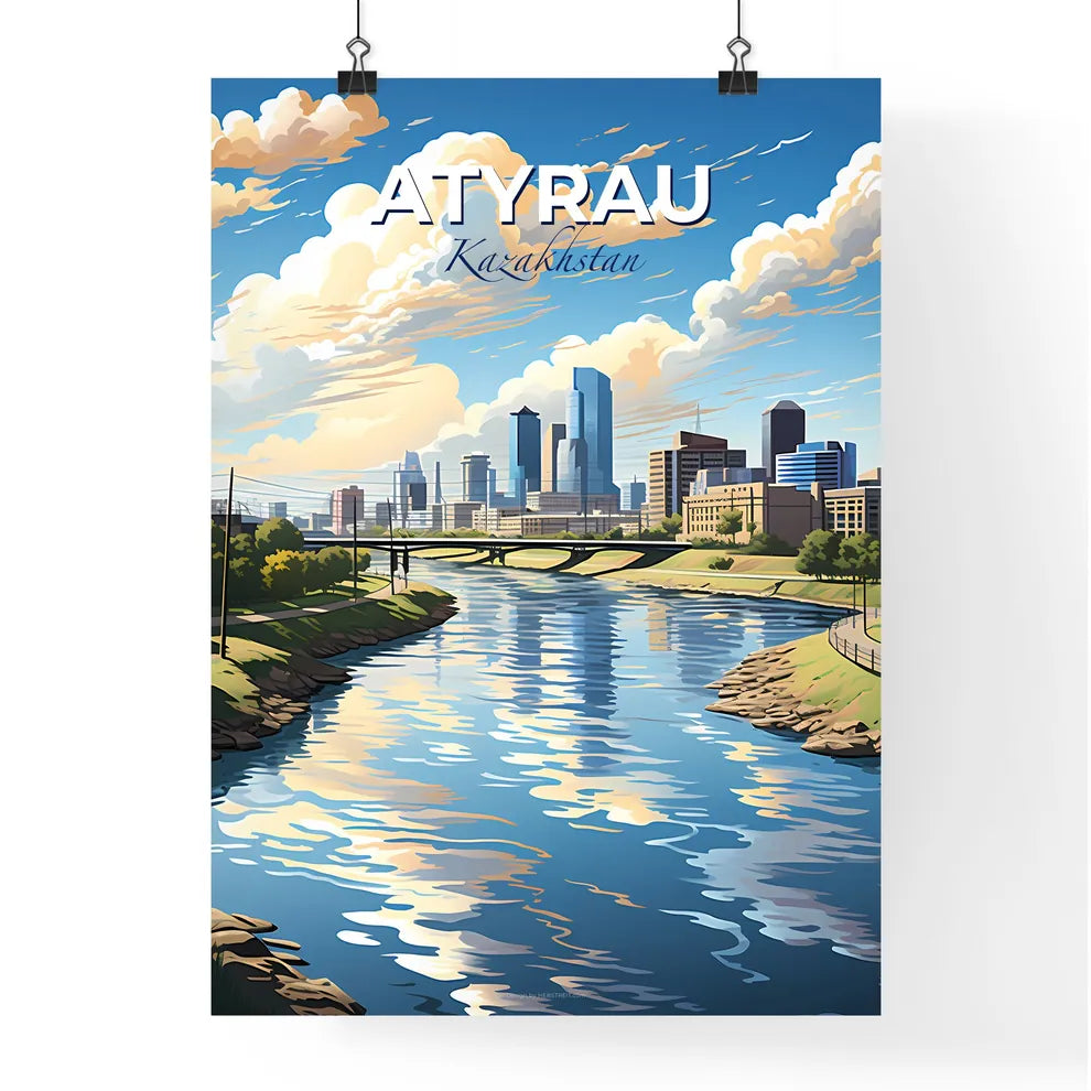 Atyrau, Kazakhstan, A Poster of a river with a city in the background Default Title