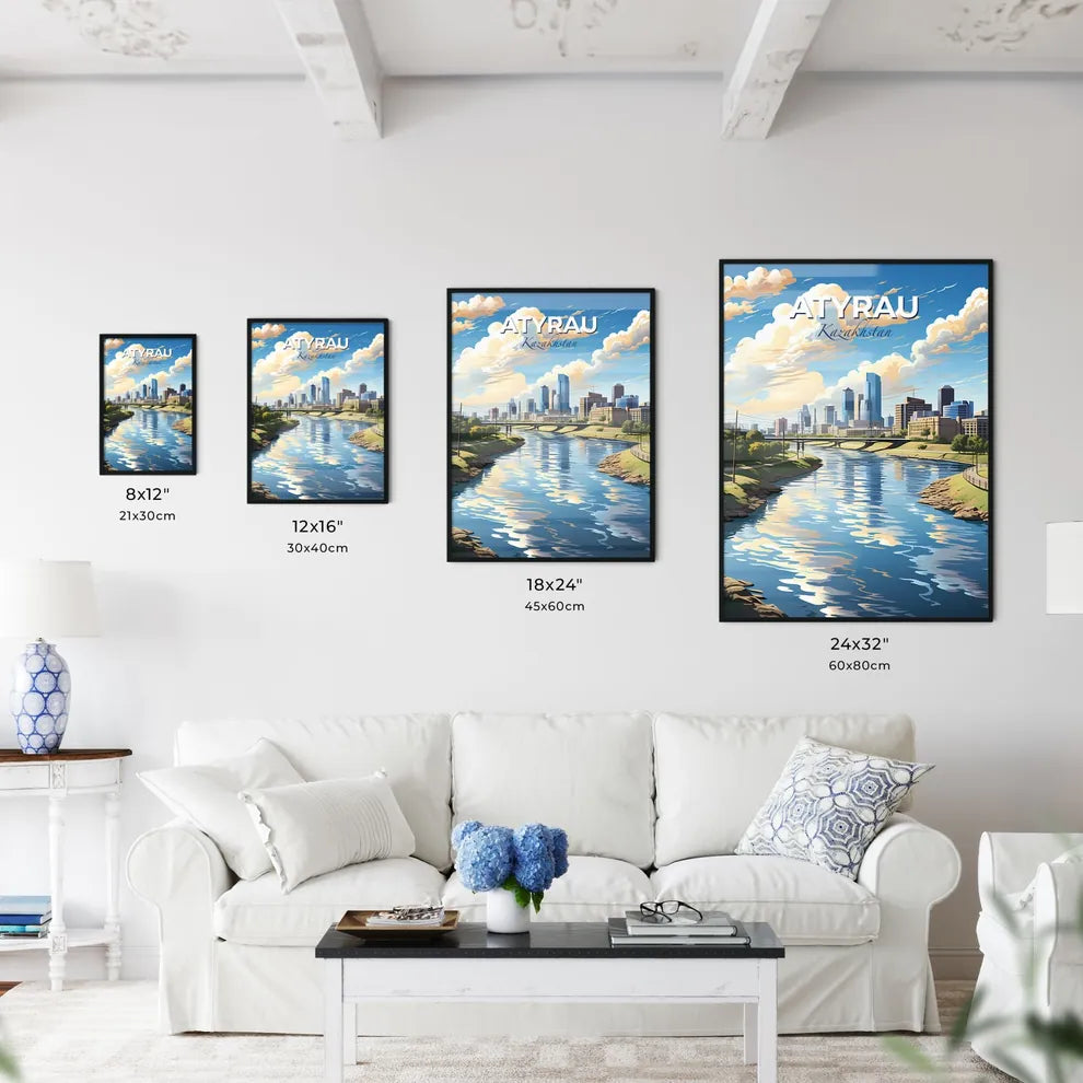 Atyrau, Kazakhstan, A Poster of a river with a city in the background Default Title