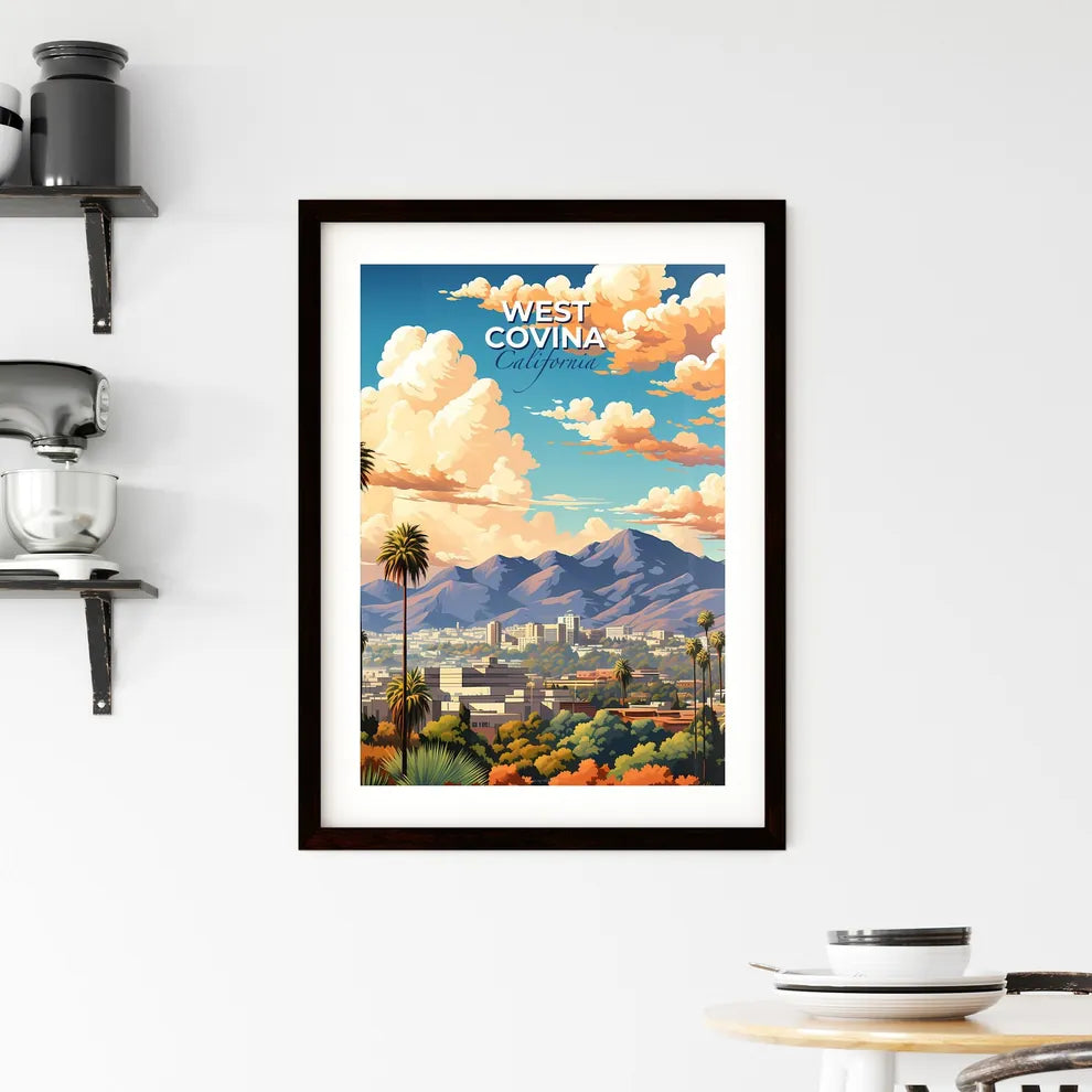 West Covina, California, A Poster of a landscape of a city with palm trees and mountains Default Title