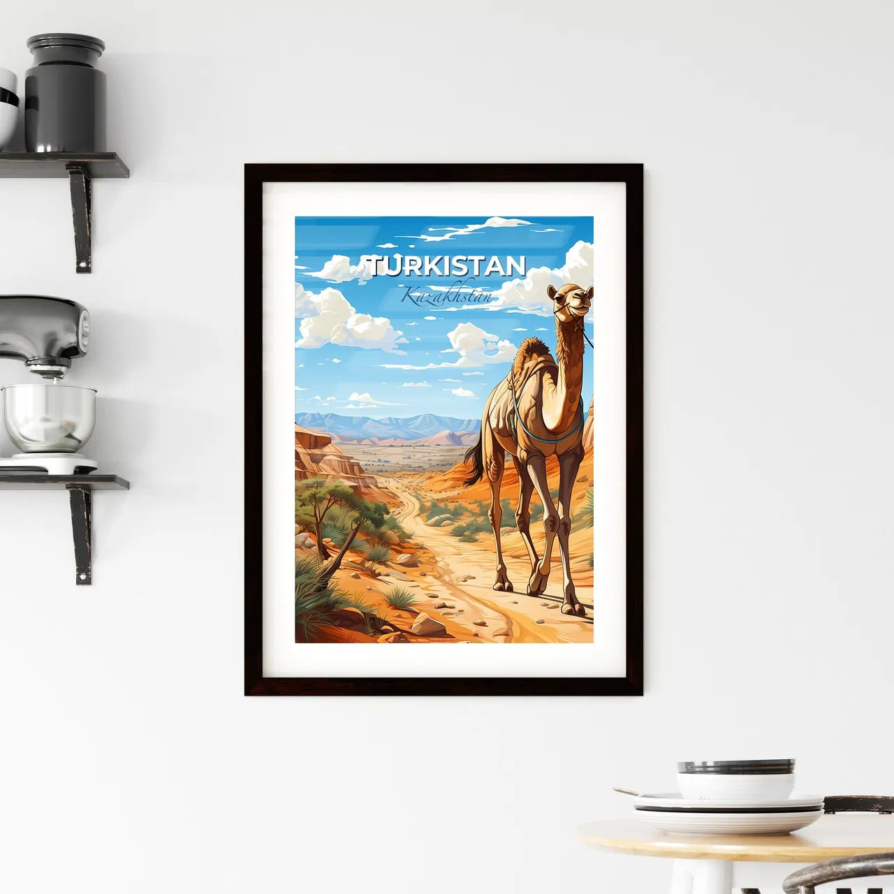 Turkistan, Kazakhstan, A Poster of a camel walking in a desert Default Title
