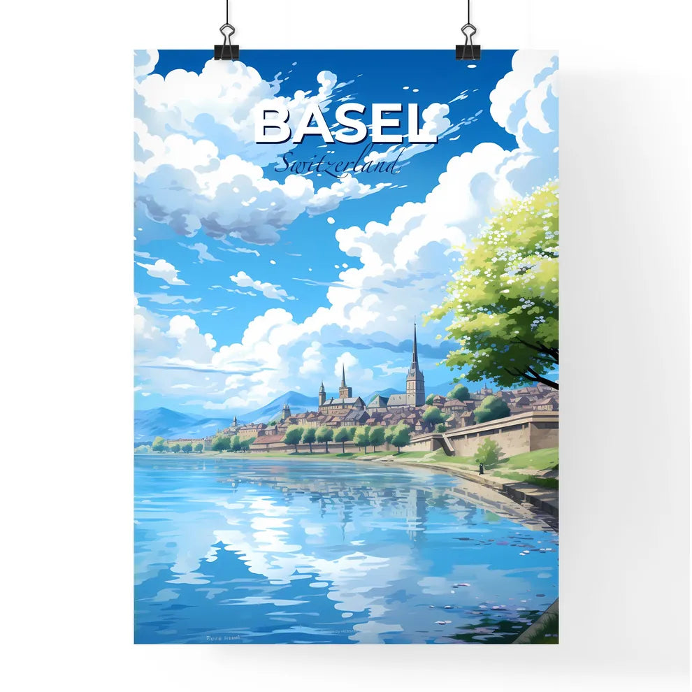 Basel, Switzerland, A Poster of a water body with a body of water and a city Default Title