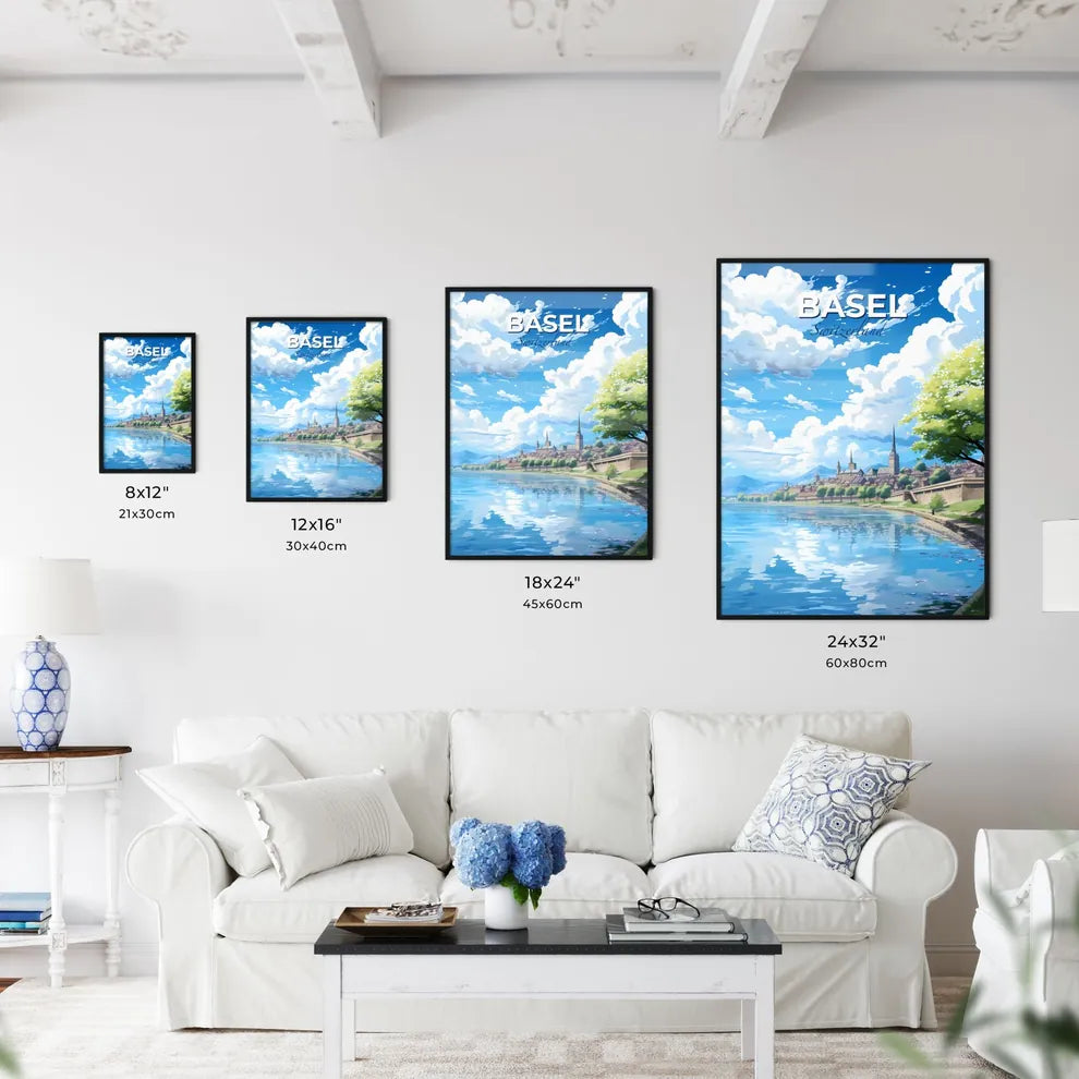 Basel, Switzerland, A Poster of a water body with a body of water and a city Default Title