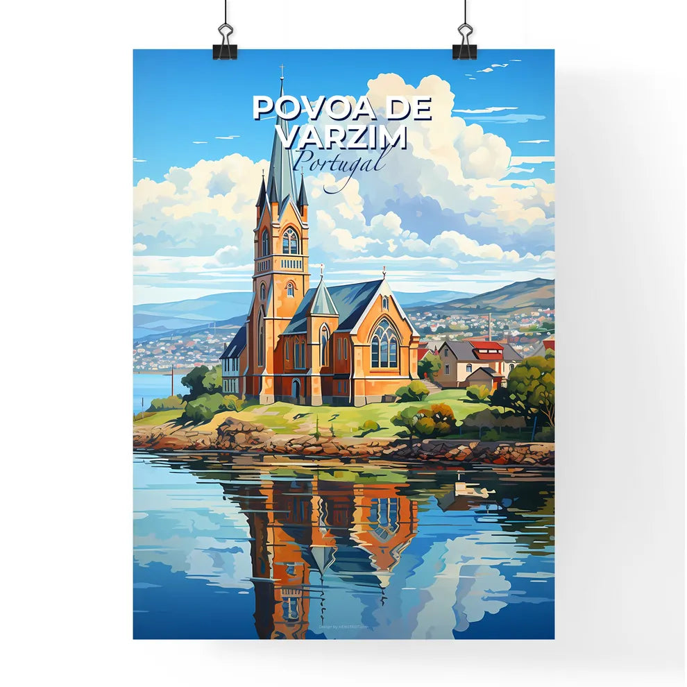 Povoa De Varzim, Portugal, A Poster of a church on an island by water Default Title
