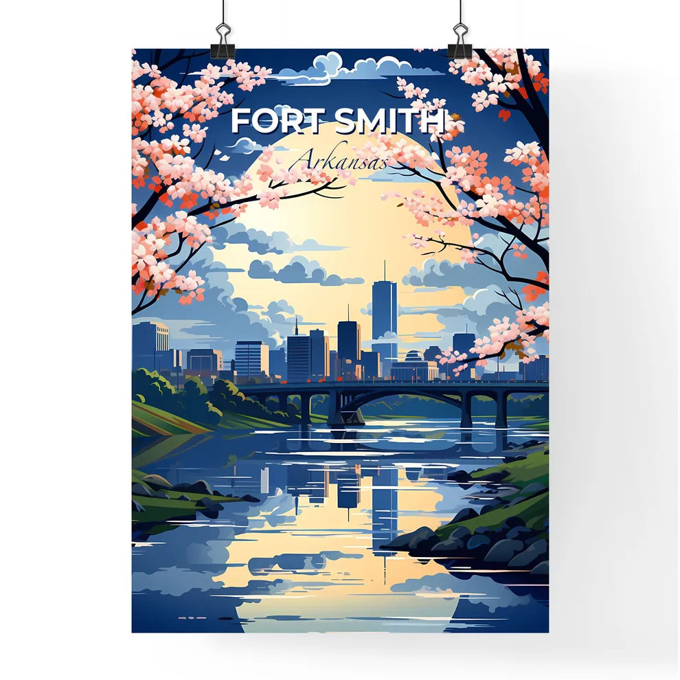 Fort Smith, Arkansas, A Poster of a river with a bridge and trees and a city in the background Default Title