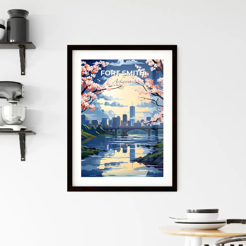 Fort Smith, Arkansas, A Poster of a river with a bridge and trees and a city in the background Default Title