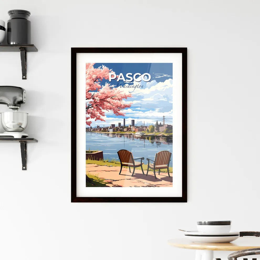 Pasco, Washington, A Poster of a couple of chairs by a lake Default Title