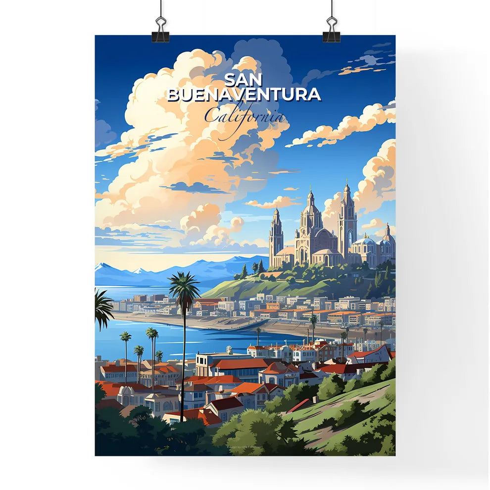 San Buenaventura, California, A Poster of a city with a castle on a hill Default Title
