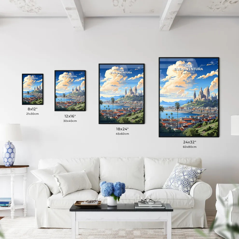San Buenaventura, California, A Poster of a city with a castle on a hill Default Title