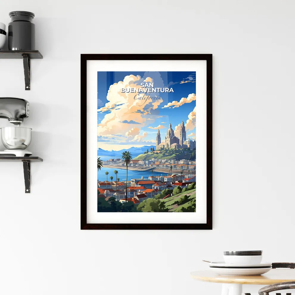 San Buenaventura, California, A Poster of a city with a castle on a hill Default Title