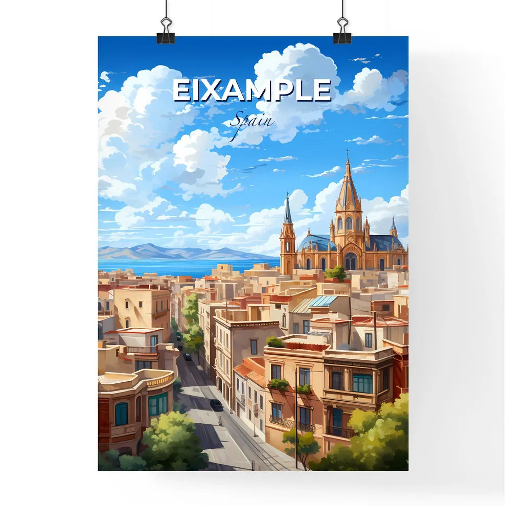 Eixample, Spain, A Poster of a city with a church and a road Default Title