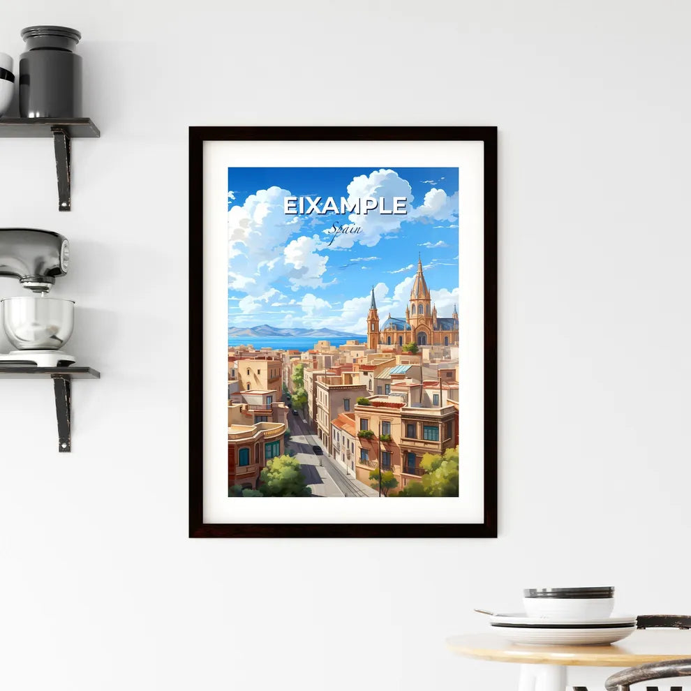 Eixample, Spain, A Poster of a city with a church and a road Default Title