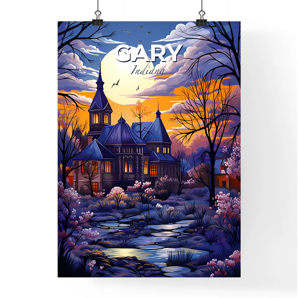 Gary, Indiana, A Poster of a painting of a house with trees and a river Default Title