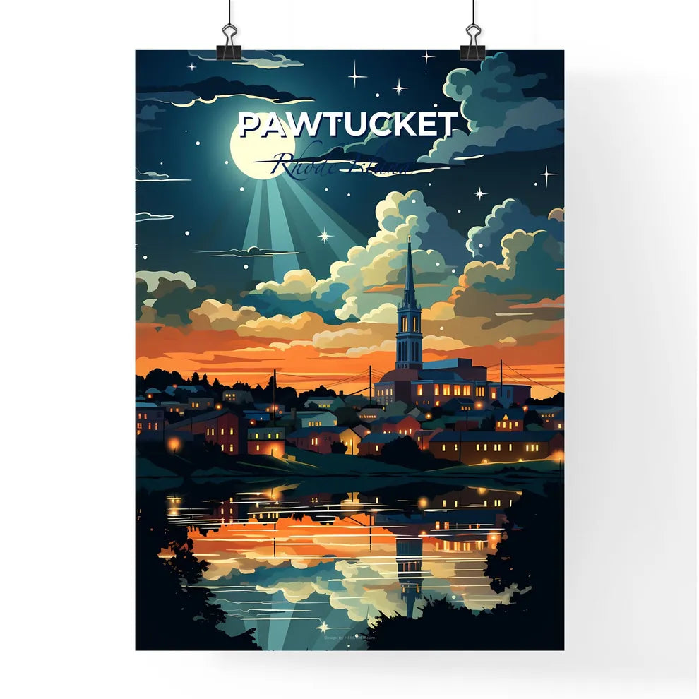Pawtucket, Rhode Island, A Poster of a moon over a city Default Title