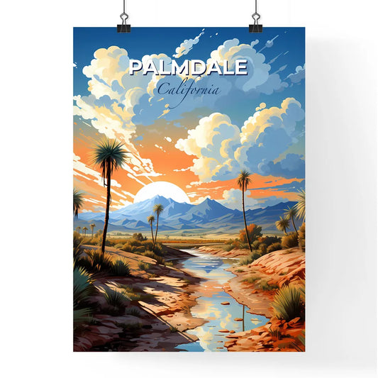 Palmdale, California, A Poster of a river running through a desert with palm trees and mountains in the background Default Title