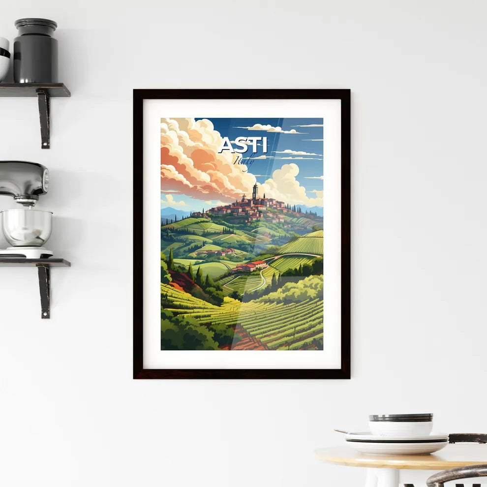 Asti, Italy, A Poster of a landscape with a town on a hill Default Title