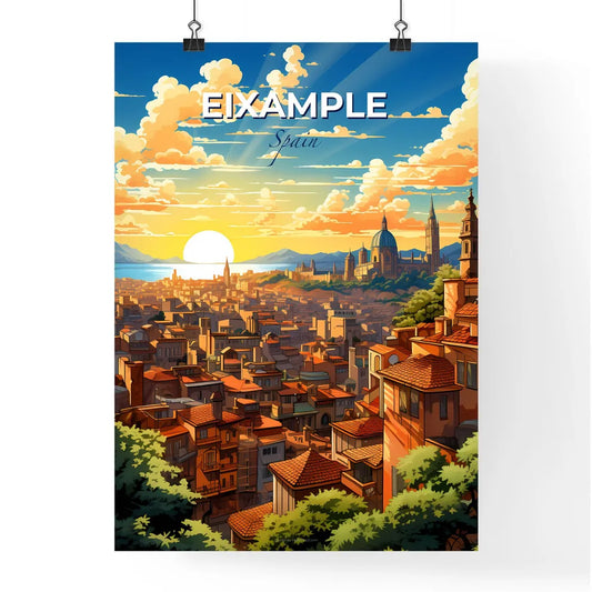 Eixample, Spain, A Poster of a city with a sunset Default Title