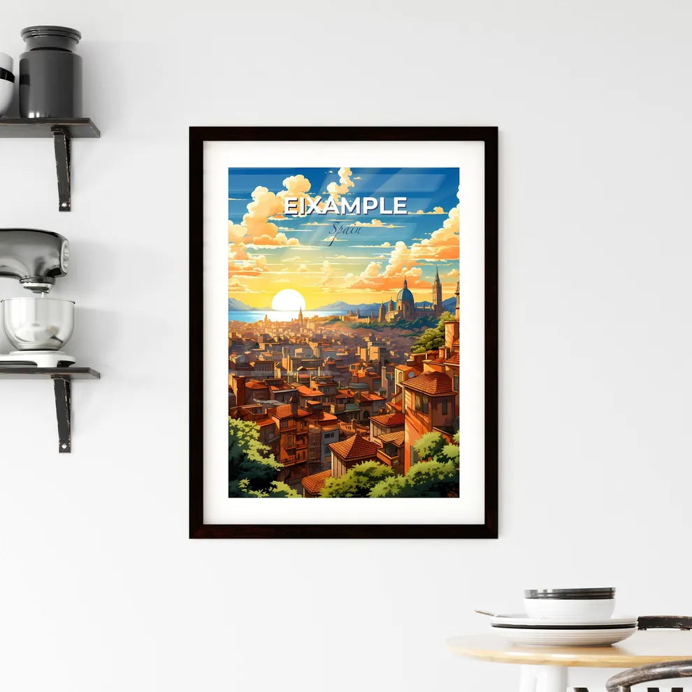 Eixample, Spain, A Poster of a city with a sunset Default Title
