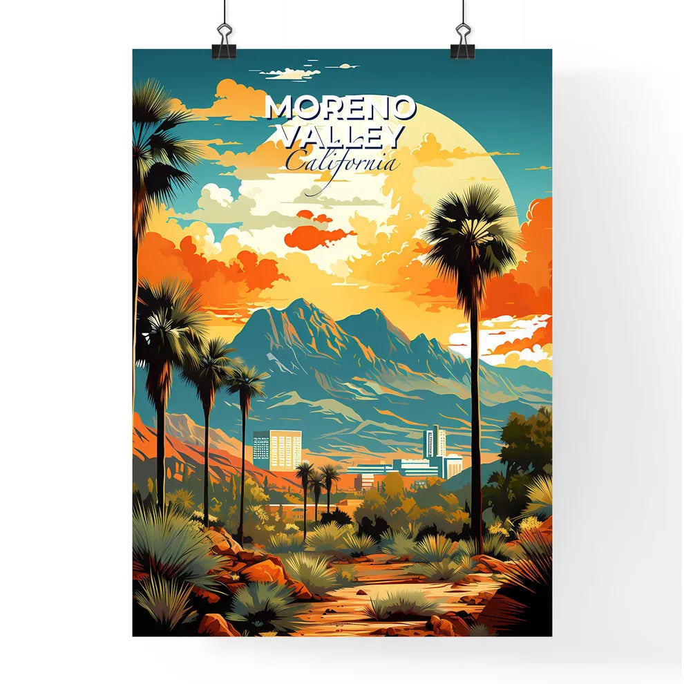 Moreno Valley, California, A Poster of a landscape with palm trees and mountains Default Title
