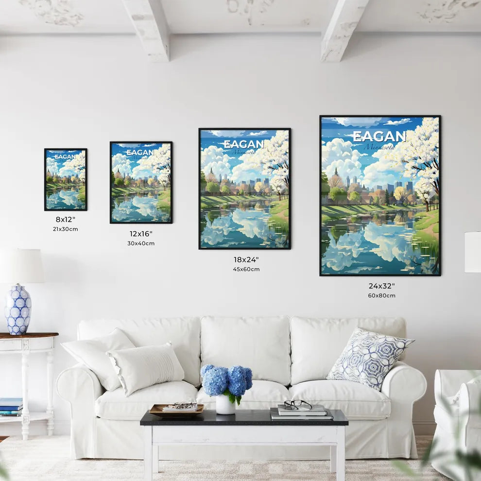 Eagan, Minnesota, A Poster of a river with trees and a city in the background Default Title