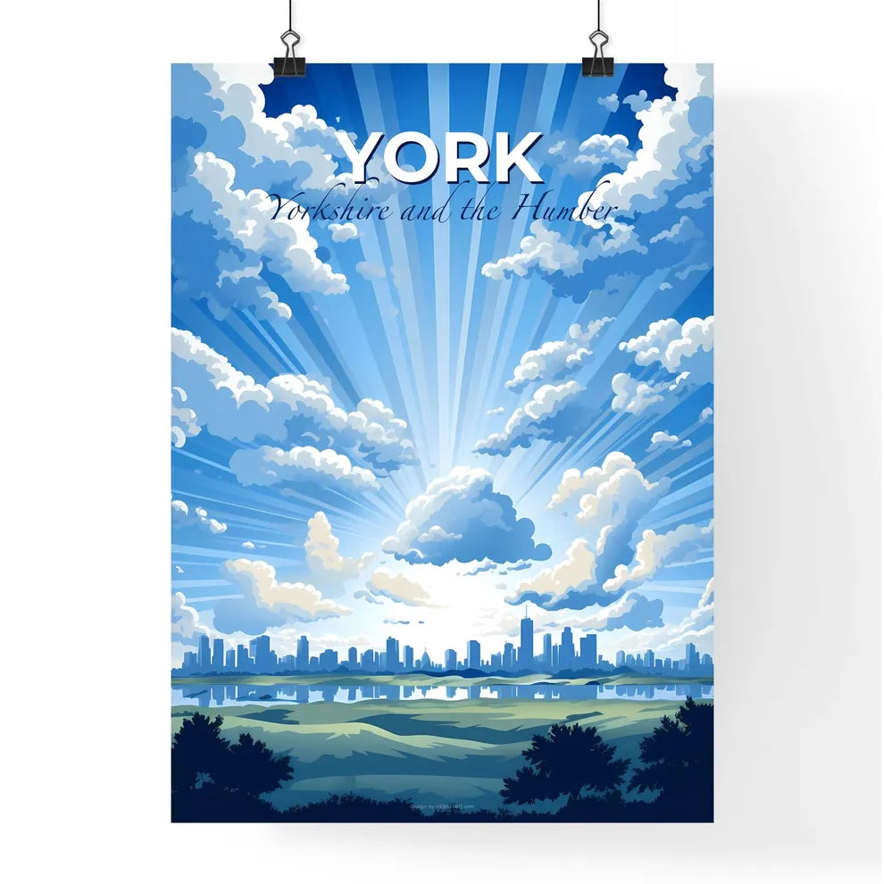 York, Yorkshire and the Humber, A Poster of a sun shining through clouds over a city Default Title