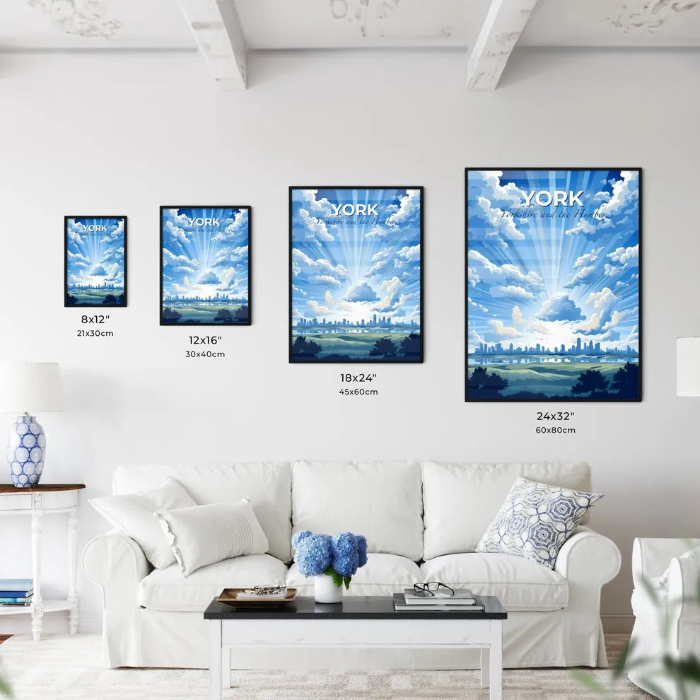 York, Yorkshire and the Humber, A Poster of a sun shining through clouds over a city Default Title