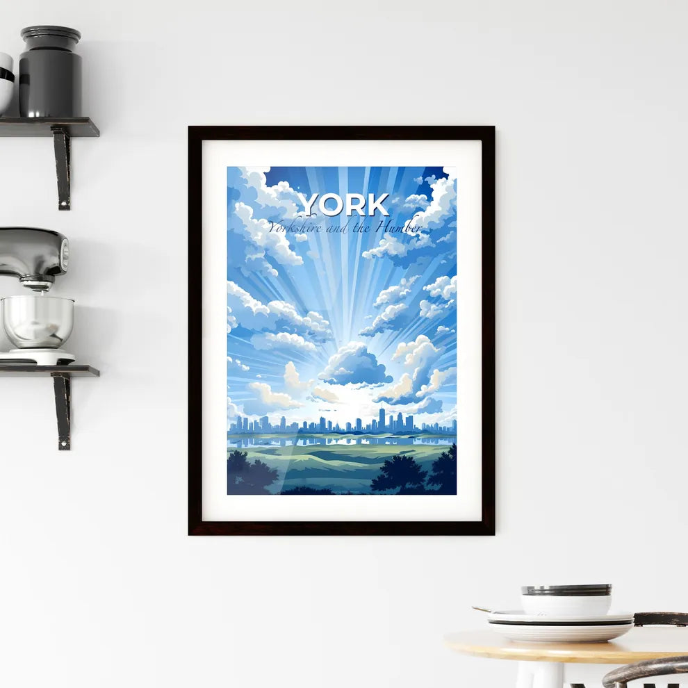 York, Yorkshire and the Humber, A Poster of a sun shining through clouds over a city Default Title