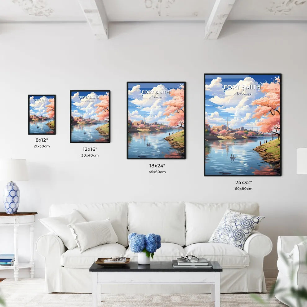 Fort Smith, Arkansas, A Poster of a river with trees and people on it Default Title