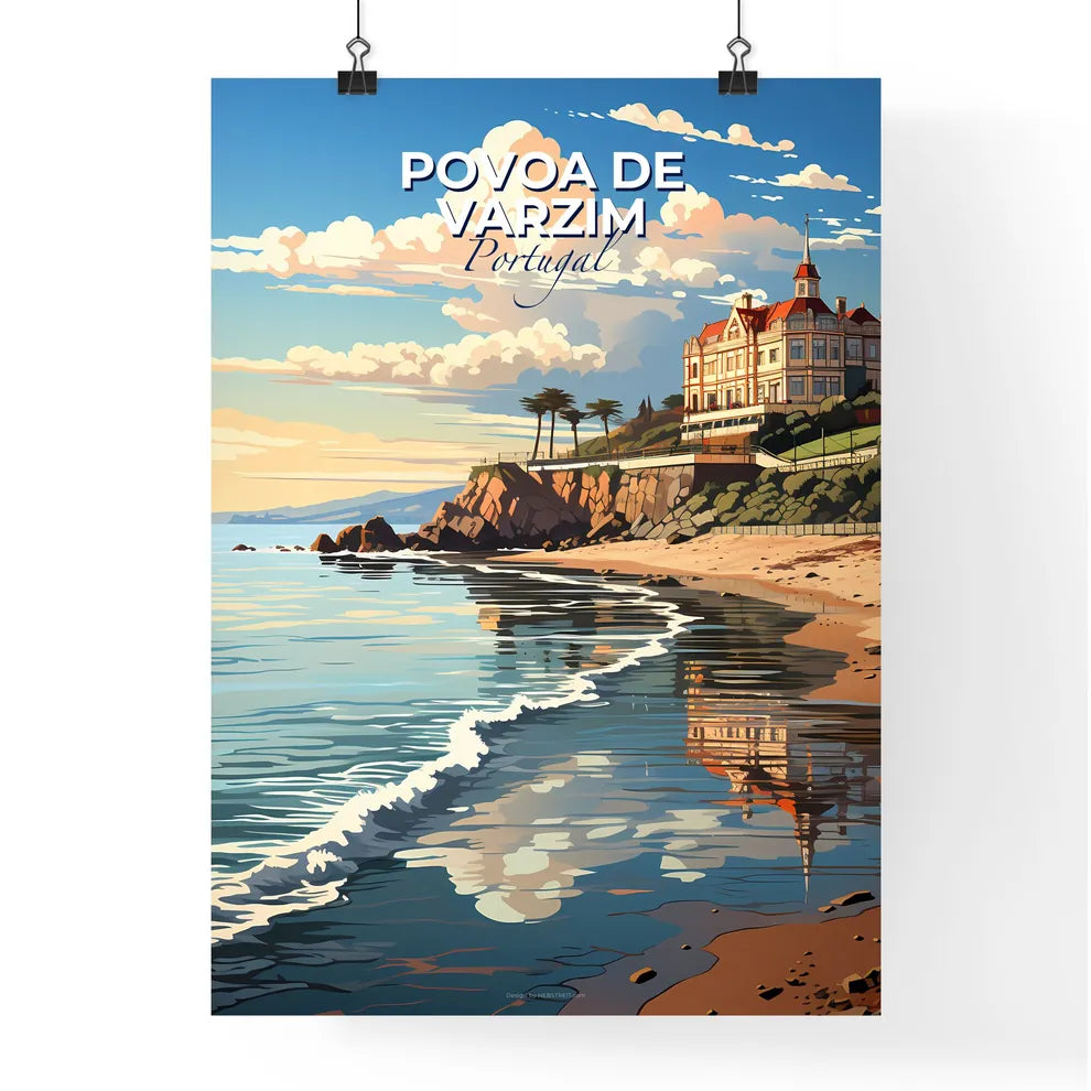 Povoa De Varzim, Portugal, A Poster of a building on a cliff by the water Default Title