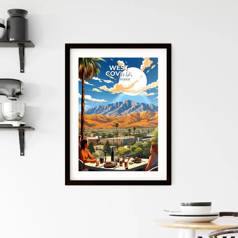 West Covina, California, A Poster of a group of people sitting at a table with food and a city in the background Default Title