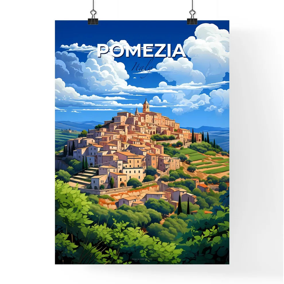 Pomezia, Italy, A Poster of a large town on a hill Default Title