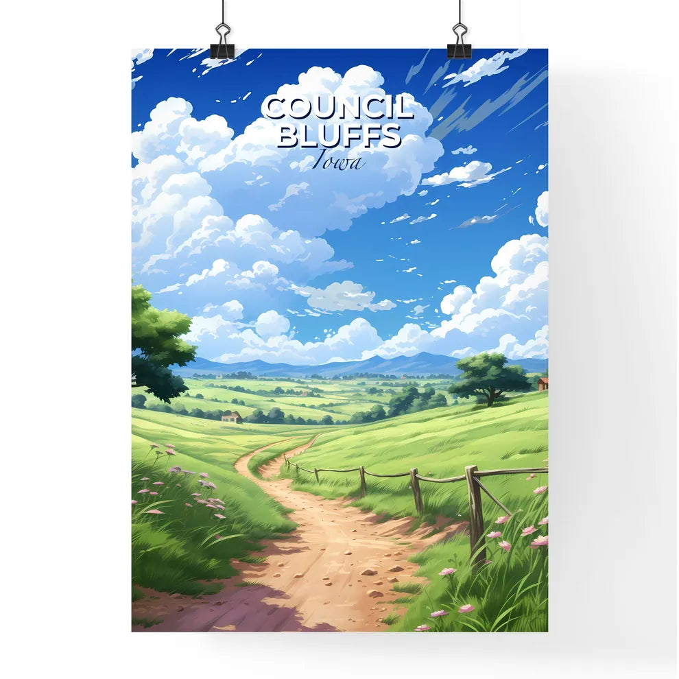 Council Bluffs, Iowa, A Poster of a dirt road through a grassy field Default Title