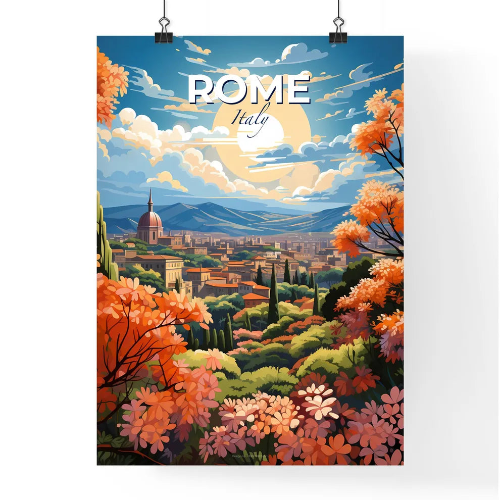 Rome, Italy, A Poster of a landscape with trees and buildings Default Title
