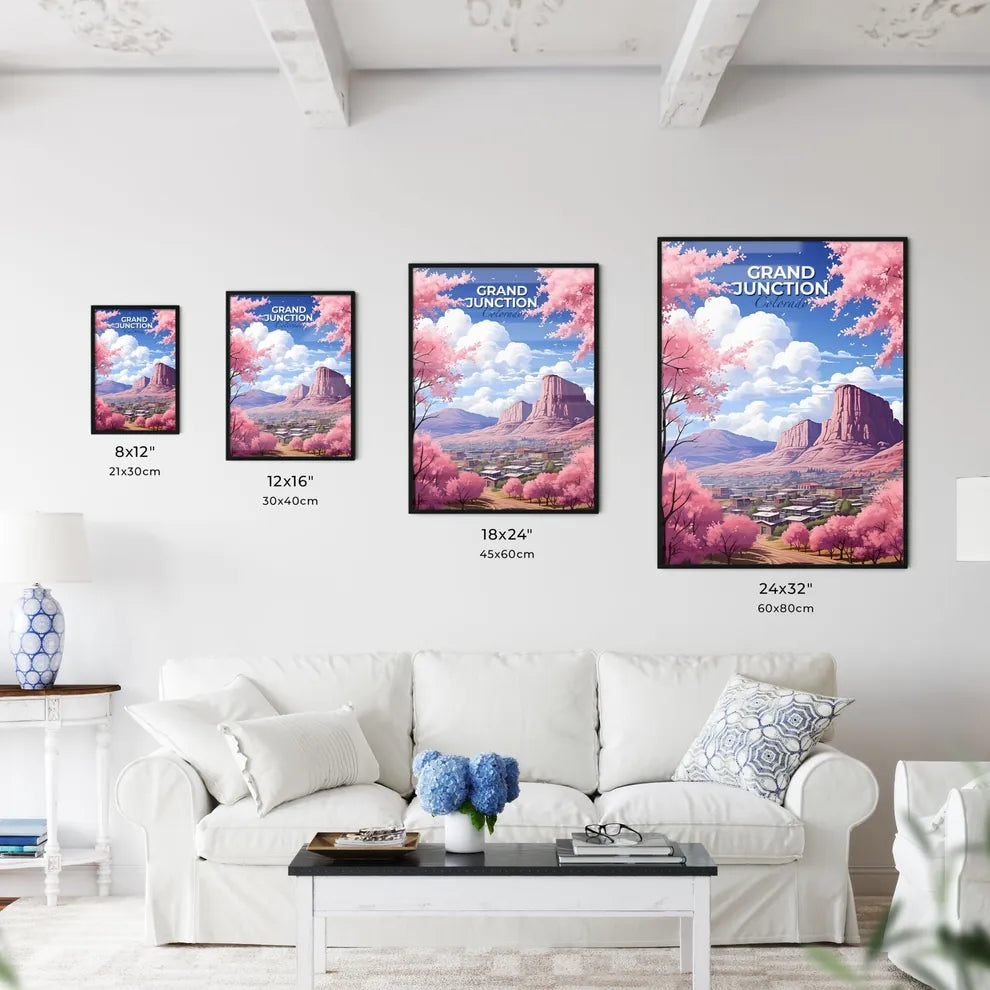 Grand Junction, Colorado, A Poster of a landscape with pink trees and mountains Default Title