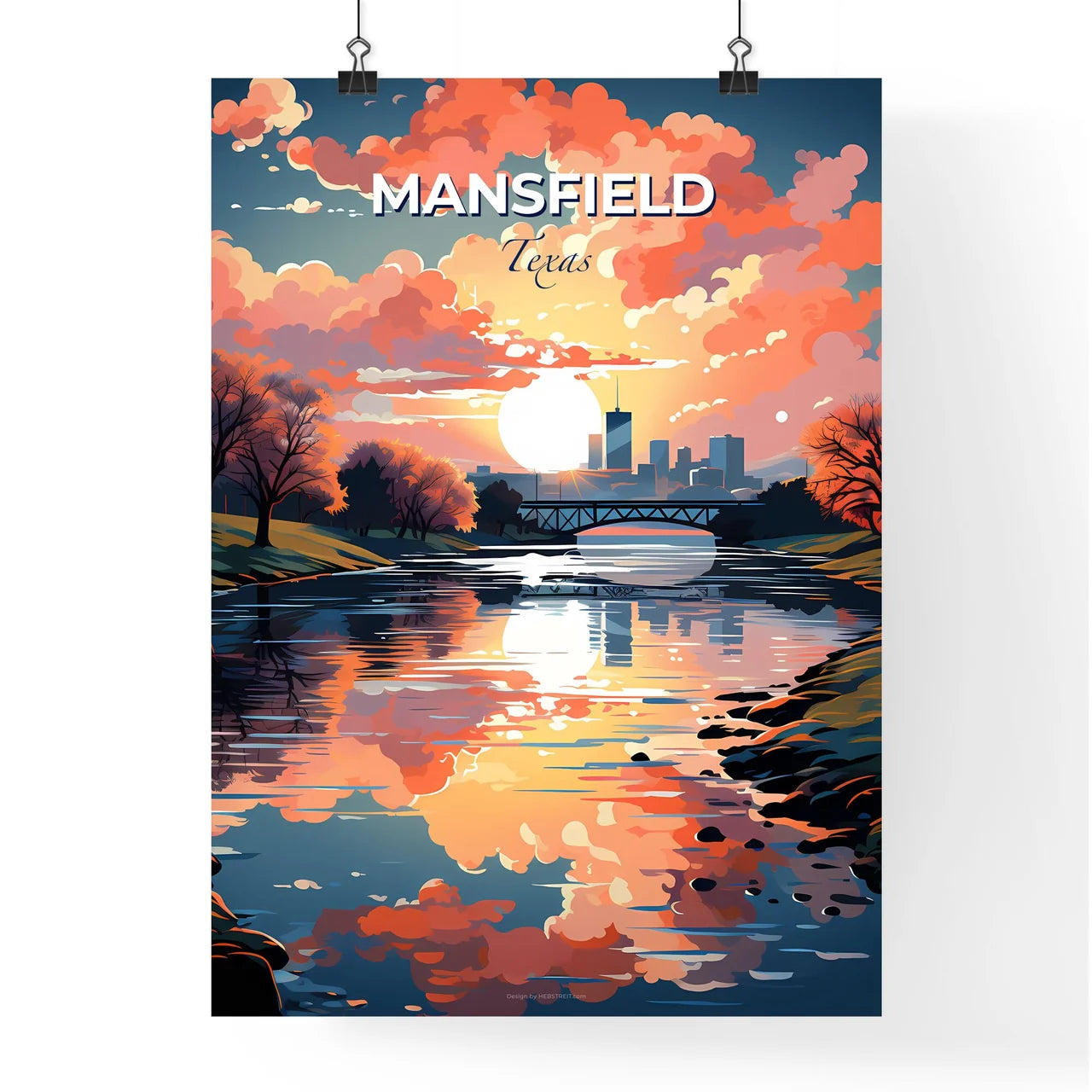 Mansfield, Texas, A Poster of a sunset over a river Default Title