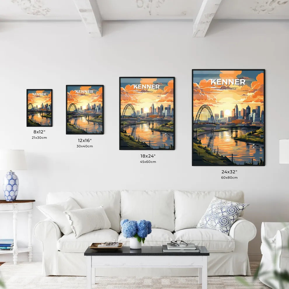 Kenner, Louisiana, A Poster of a bridge over a river with a city in the background Default Title