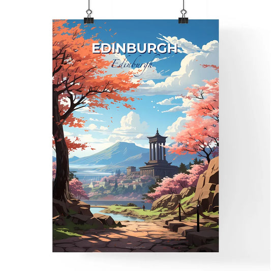 Edinburgh, Edinburgh, A Poster of a landscape with a river and trees and a building Default Title