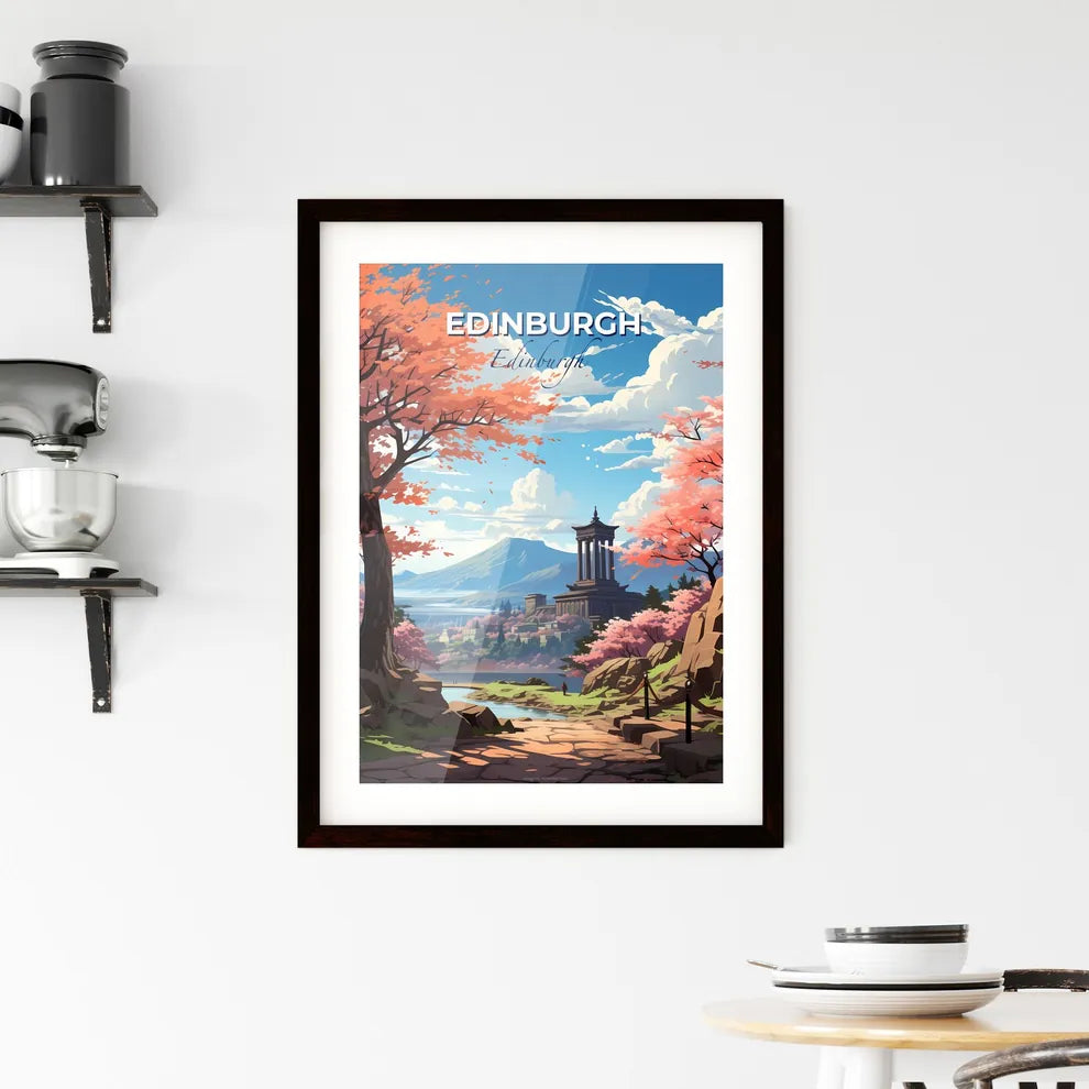 Edinburgh, Edinburgh, A Poster of a landscape with a river and trees and a building Default Title